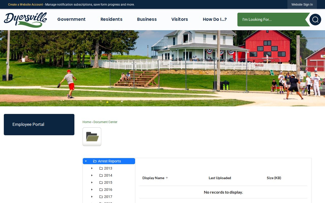 Official Dyersville Arrest Reports Document Center page